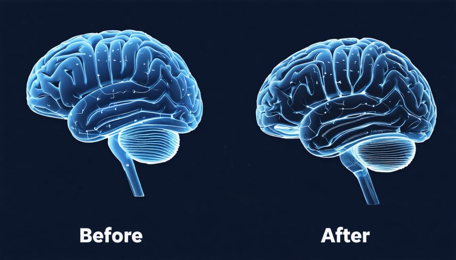Comparative brain wave patterns demonstrating changes from neurofeedback therapy