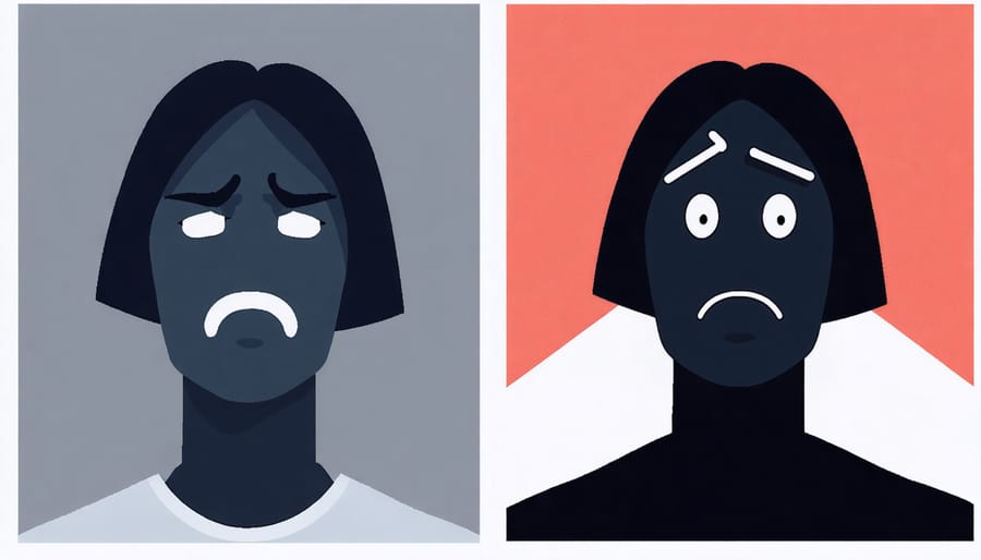 Side-by-side comparison of children's artwork showing progression in emotional expression and confidence