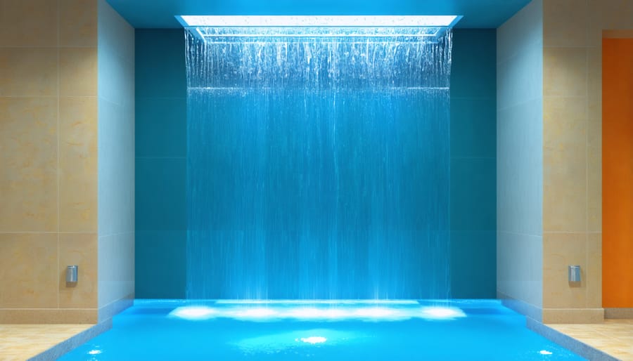 Contemporary indoor water feature creating a calming atmosphere in a therapy space