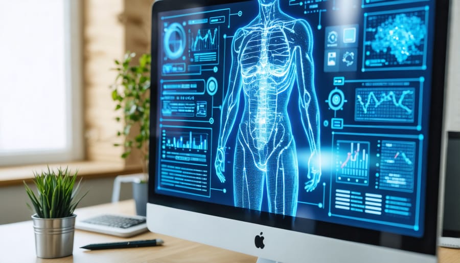 Modern electronic health records system showing privacy settings and security features