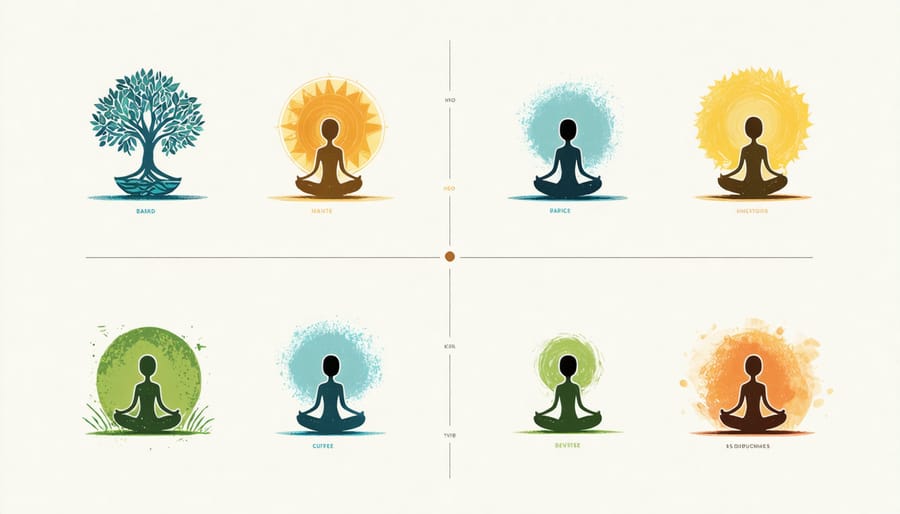 Nine colorful icons depicting mindfulness attitudes for children