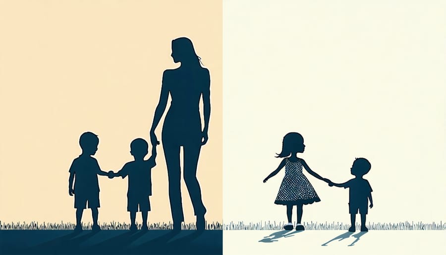 Illustration comparing helicopter parenting versus balanced parenting approaches