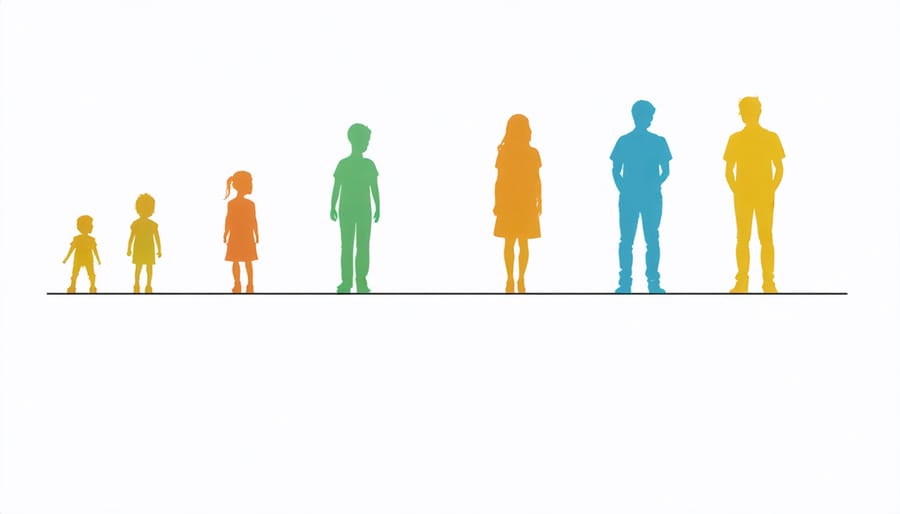Timeline diagram showing how peer relationships evolve from parallel play to complex social networks