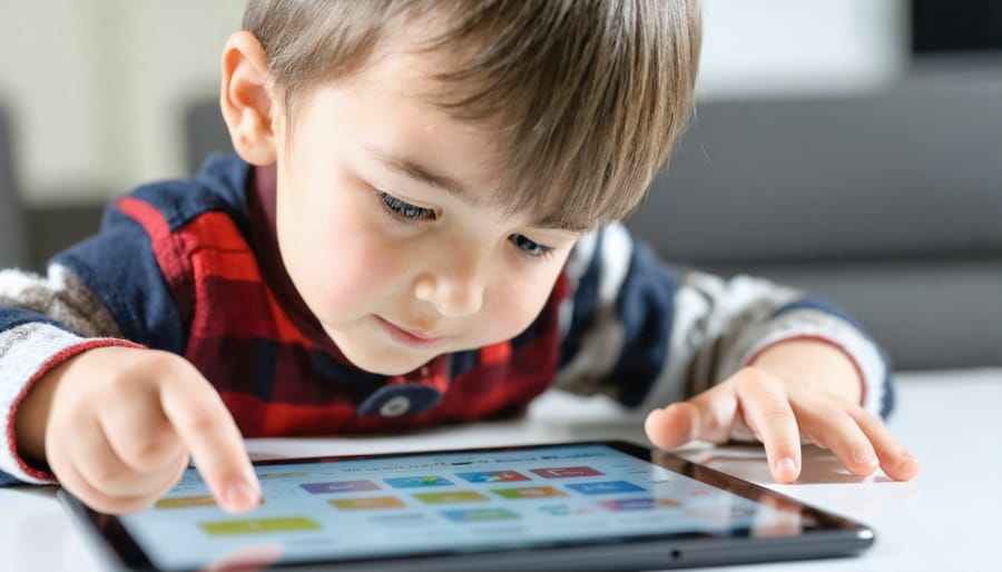Young student using personalized AI learning app on tablet with dynamic content display