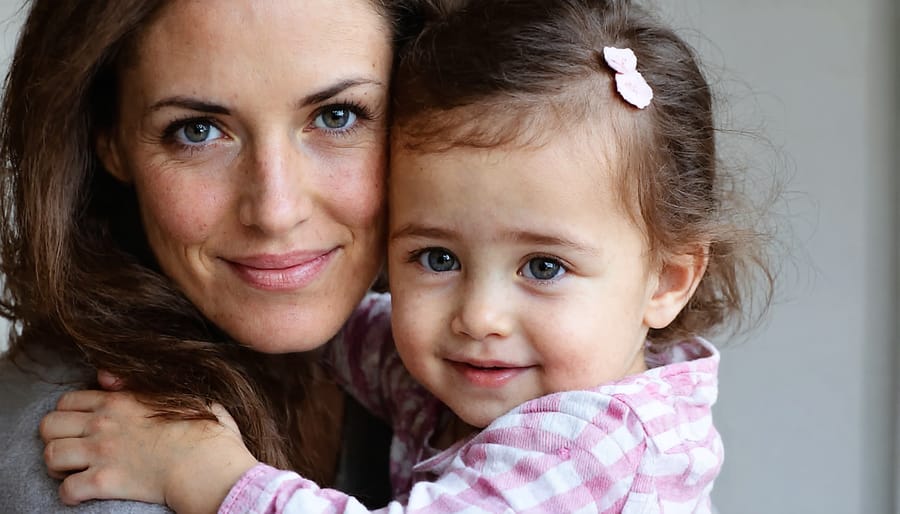 Caring parent hugging child showing emotional connection and safety