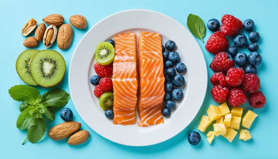 Healthy plate featuring brain-boosting foods arranged in an appealing way for children