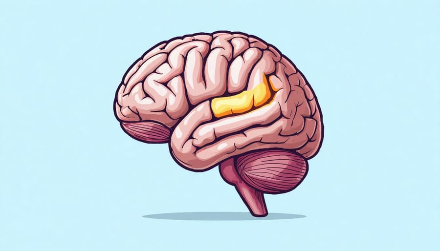 Cross-section diagram of brain regions activated during play activities