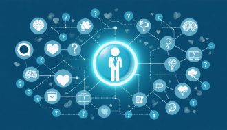 Conceptual illustration showcasing interconnected pathways with mental health and search icons, representing the detailed and organized search process available in child therapist directories.