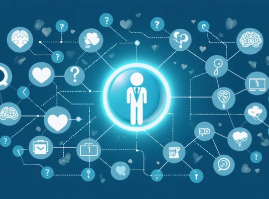 Conceptual illustration showcasing interconnected pathways with mental health and search icons, representing the detailed and organized search process available in child therapist directories.