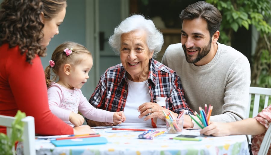 Extended family members and friends gathered together supporting parents