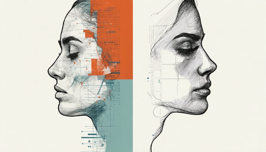 Illustration comparing physical migraine symptoms with emotional responses in children