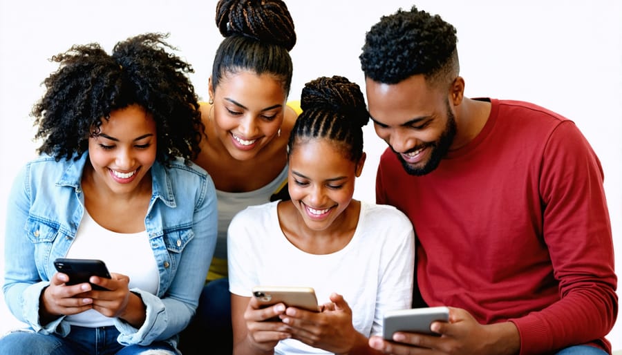 Parents of different backgrounds connecting through their mobile devices