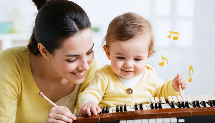 Parent and child bonding through interactive music play with instruments