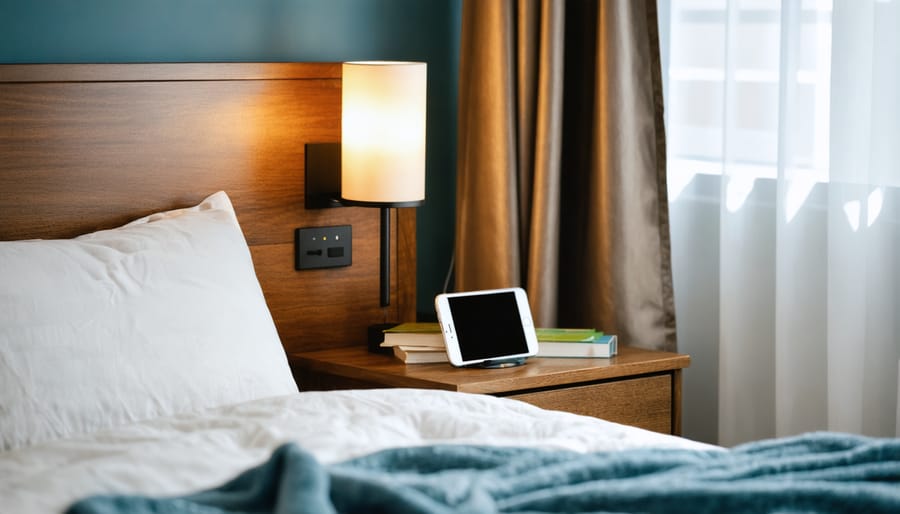 Phone-free bedroom setup demonstrating digital boundaries for better sleep habits