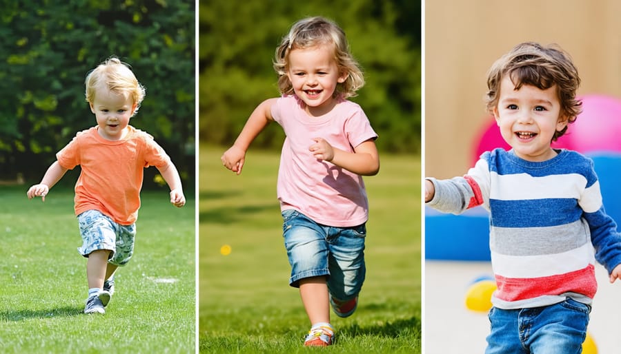 Composite image demonstrating physical, social, and imaginative play activities