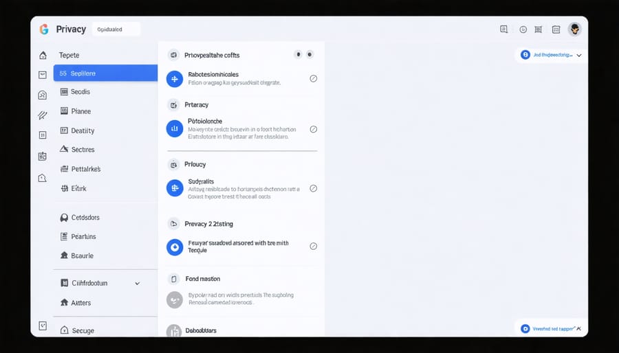 User interface of parental controls showing privacy and security settings for different age groups