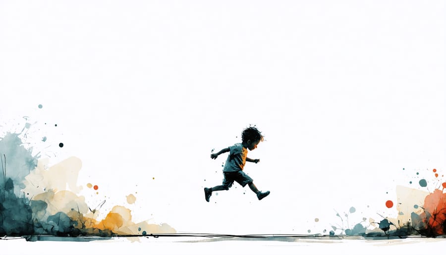 Illustration of a child bouncing back from a fall with a determined expression