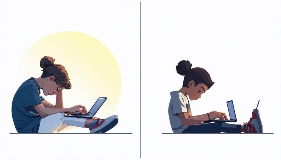 Contrasting images of student stress levels with different learning approaches