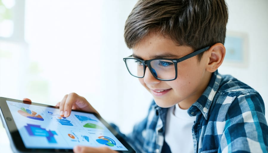 Young student engaged with personalized learning content on a tablet device