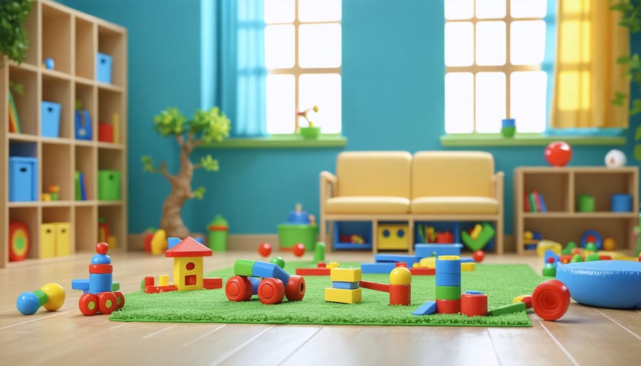 Culturally inclusive therapy room with diverse therapeutic tools and play materials