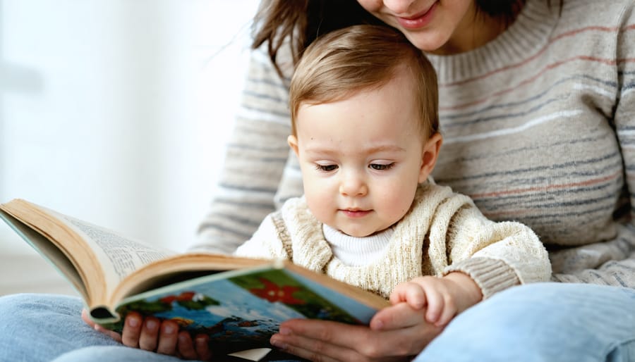 Parent and child engaged in quiet reading time before nap