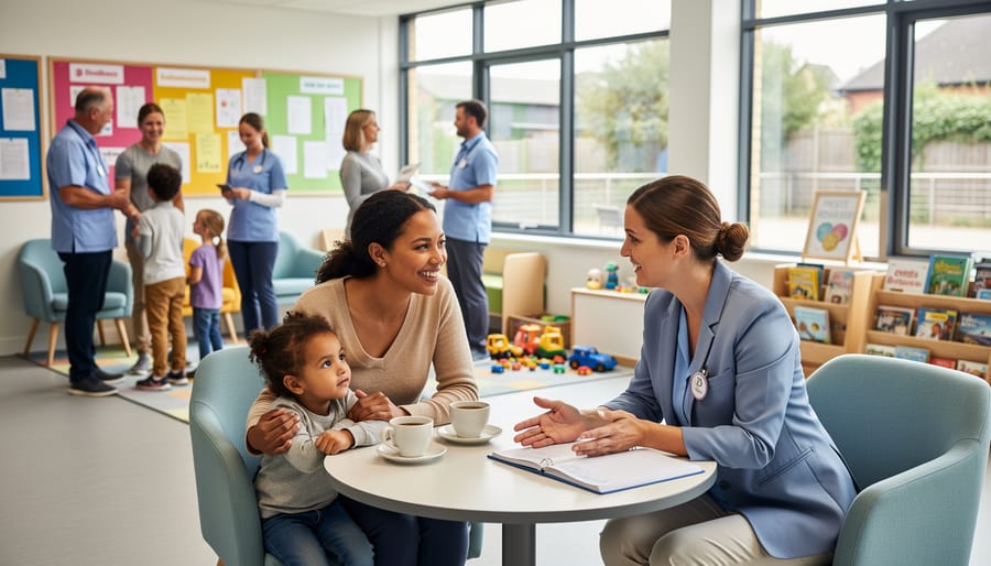 Family meeting with a supportive professional in a community mental health office