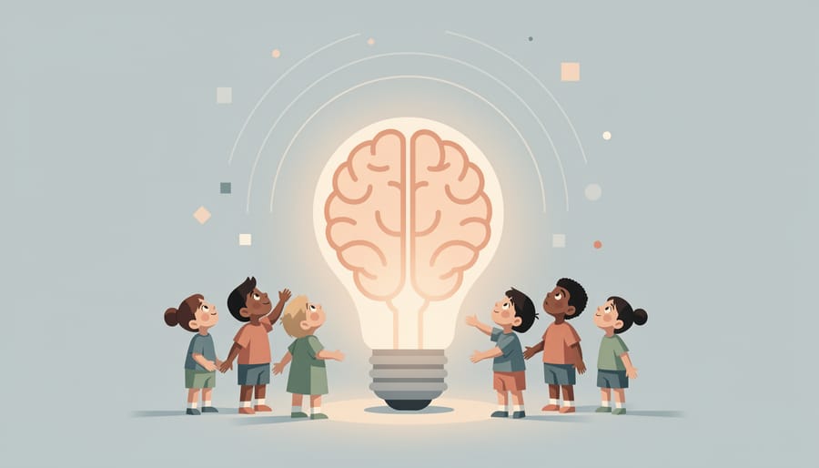 Close-up conceptual image of a brain-shaped glowing lantern held by hands