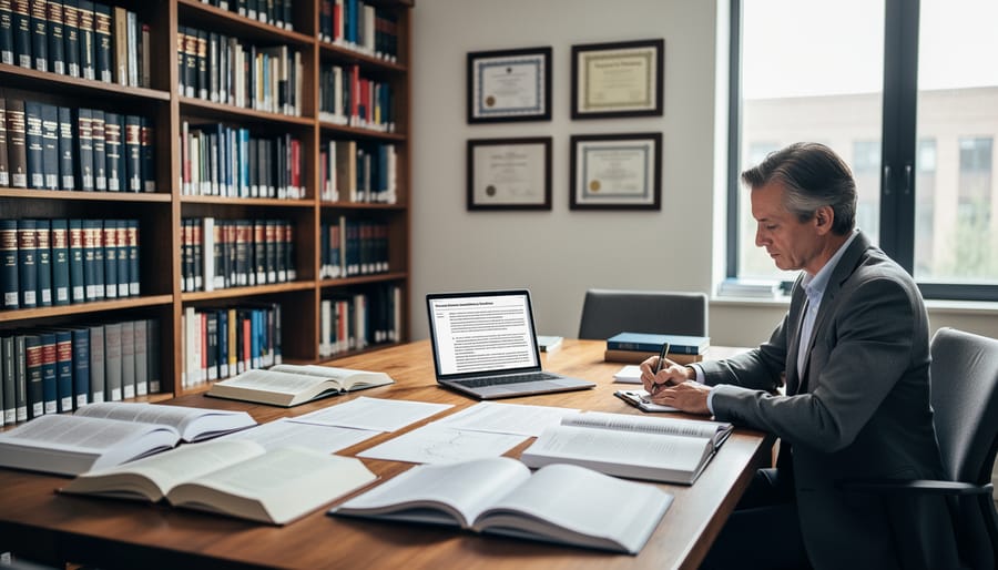 Open library book on a wooden desk with a clipboard and stethoscope in soft focus