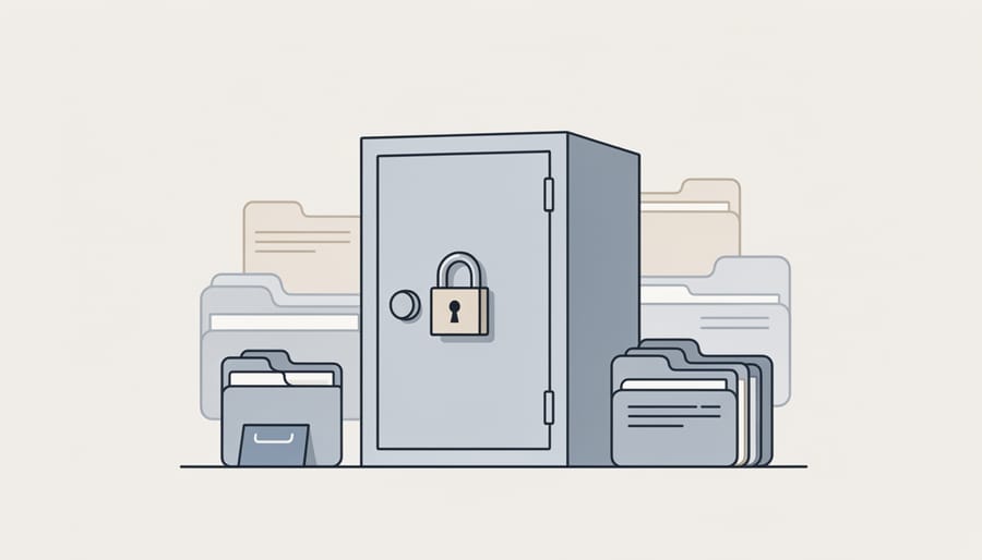 Locked file cabinet and mailbox representing protected sensitive personal information.